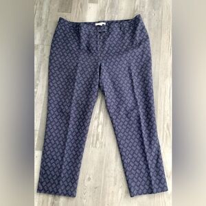 Chico's "So Slimming Juliet" pants with a blue diamond pattern